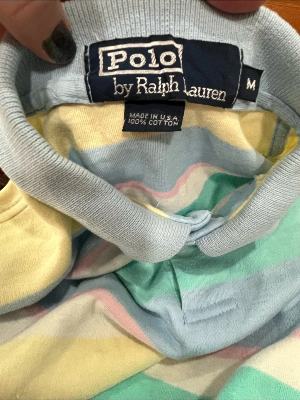 VINTAGE 80’s Colorblock Striped Pastel Polo by Ralph Lauren Made in USA sz M